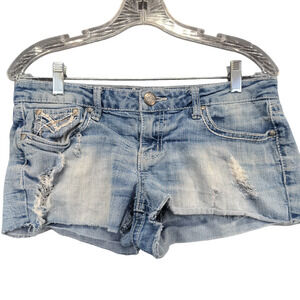 Sound Girl Womens Jean Shorts Blue Size 9 Distressed Cut Off Booty Shorts